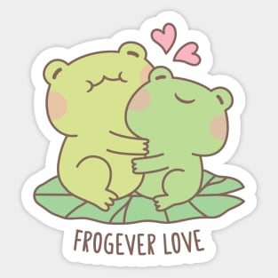 Cute Frogs Couple Forever Frogever Love Pun Sticker